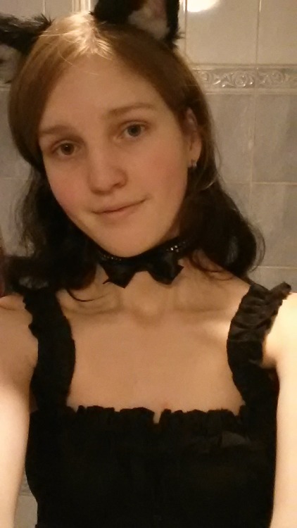 colourfulkitty:  New dress + collar + kitten ears makes a happy kitty  