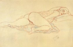 the-last-amazona:Gustav Klimt - Reclining Nude Facing Right, 1914