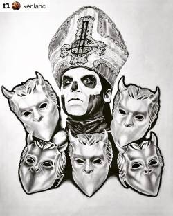 childrenofghost:  Amazing artwork by @kenlahc 👻 ・・・ #Ghost #GhostBC #TheBandGhost #GhostTheBand #GhostBand #PapaEmeritus #PapaEmeritusII #PapaEmeritusIII #NamelessGhouls #NamelessGhoul #GhostArt #GhostArtwork #GhostFanart #GhostBCArt #GhostBCArtwork