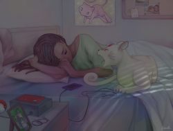 eunnieboo:so apparently gengar is like 5 feet tall but at this point i am just done omg. here are some sleepy girls with their pokemonif only pokemon where real u u