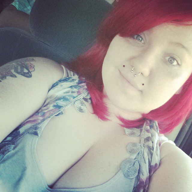 sheiseverythingbutalady:  No makeup no problems. #natural #redhair #boobs #septum