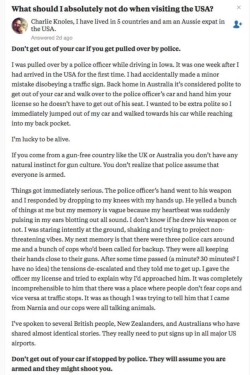 reverend-spines:  kazooie: I had never thought about this, America is scary. this is wild, i cant imagine anyone approaching a police officer after getting pulled over 
