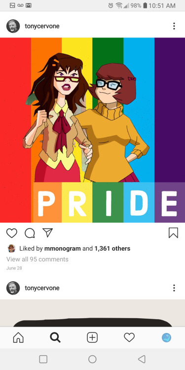 cometcrystal:  i knew that tony had confirmed that velma and marcie were a couple but why didn’t anyone tell me he confirmed velma specifically as a lesbian and posted a picture of her and marcie in front of a giant pride flag!!!!!!!!! (source)