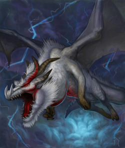 damnwyverngems:  - 【イラリク】ミラルーツ // White Fatalis // 獣道 - ** Permission was granted by the artist to share this image.