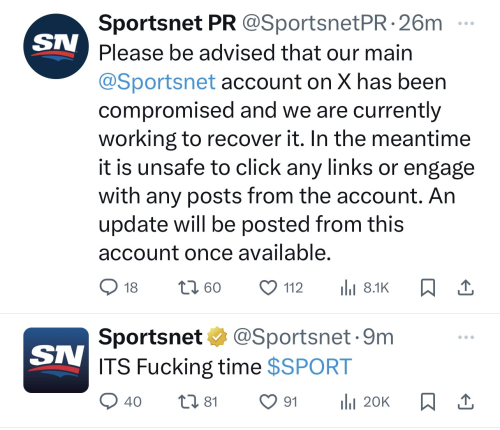 Sportsnet Im So Sorry I Know Its A Big Day And Fuck Elon Etc Etc But I Am CRYING Laughing