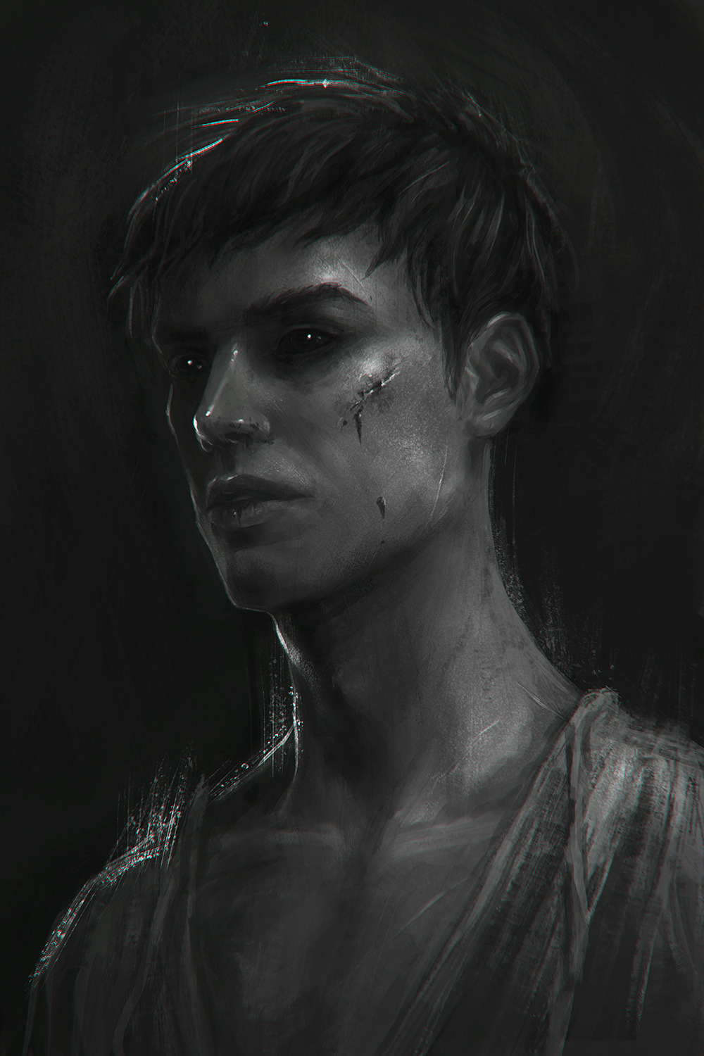 eneada:The Outsider in his previous human life.A crumbling black city, an outcast