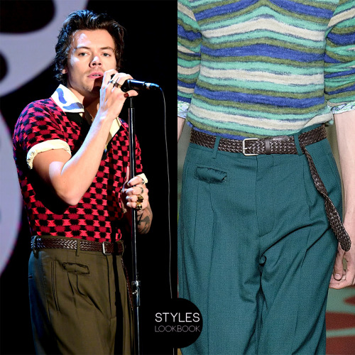 styleslookbook:For his appearance on The Graham Norton Show, Harry wore a Marni woven belt from the 