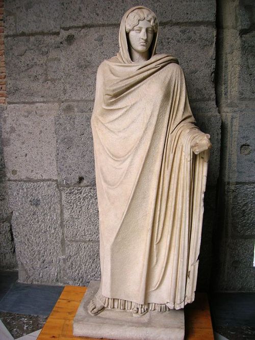 Aphrodite Sosandra (Savior of Men), 2nd century Roman copy of white Paros marble. It was discovered 
