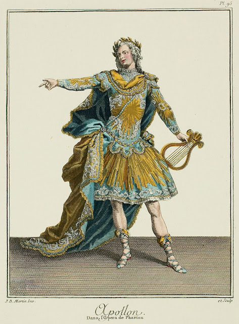 shewhoworshipscarlin:Apollon costume from the Opera of Phaeton, 1779.