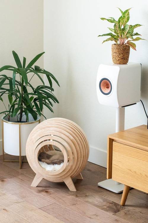 littlealienproducts:Handmade Wooden Cat Pod Bed by TheMauStore