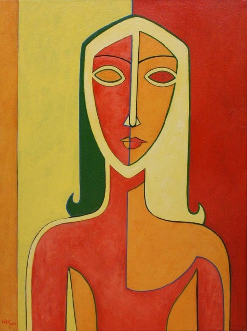 engelart:“abstract figure in yellow orange and red”, 2017 by Norman Engel