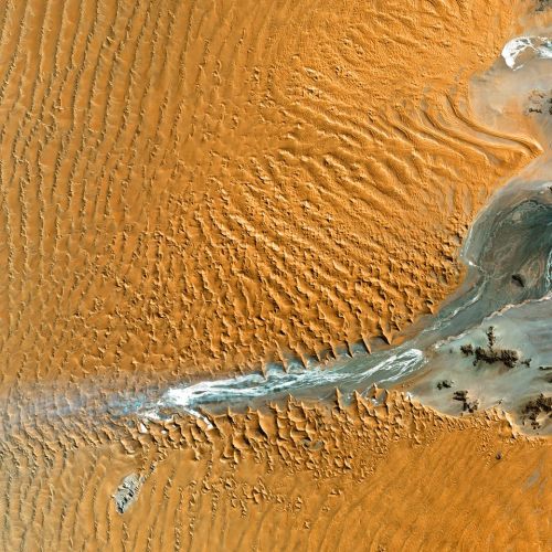 The earth’s oldest desert from space This image shows Namibia’s Namib desert, with an ag