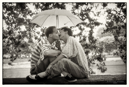 Me kissing Alain, Besancon 1990. Photo: Michael Bidner