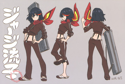 artbooksnat:  Kill la Kill (キルラキル) The colorful costume design model sheets from the school trip arc of Kill la Kill, illustrated by Sushio (すしお) for Sushio Club Love Love KLKL (Mandarake), featuring a little tribute to the movie Akira
