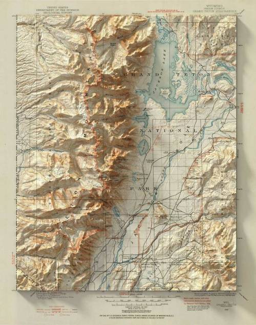 mapsdesign: 3D elevation + 1899 USGS Grand Teton map by Scott Reinhard