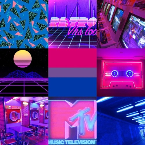 lowkey-mcgee:80s, Neon and Retro Bisexual Moodboard for @whatevbren ! <3