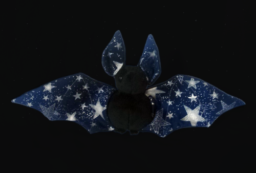 plushmayhem:I have listed four new bats each with gorgeous shimmering prints on my etsy! &lt;3Reblog