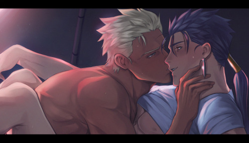  Emiya just wanted to pay Cú a visit and things happened. <3 Tumblr didn’t like the full version,