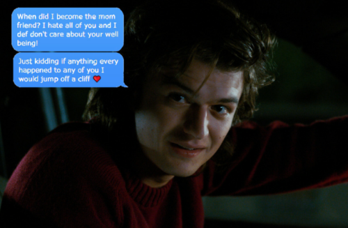 michael-hearteyes-wheeler:Stranger Things characters as texts from/to my friends.