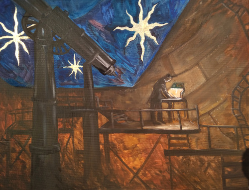 “Observatory worker retires” 120x200cm, oil on cardboard.dedicated to David Bowie 