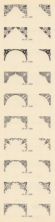 lanston cornersshowing of decorative corners in Monotype Borders and Ornaments [p42], last section o