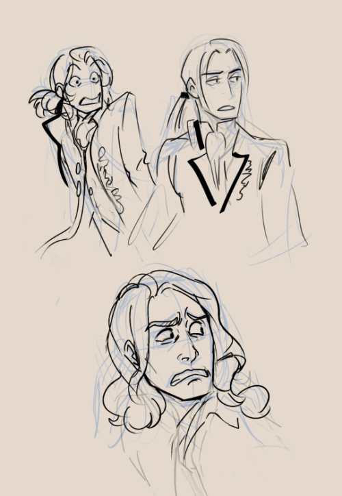 bunch of oldish sketches I found that I think I never posted? the first two (the armand/daniel and t