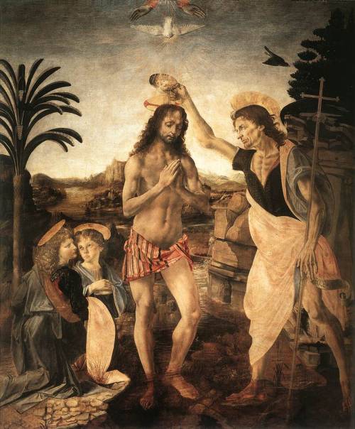 artmagnifique:  ANDREA DEL VERROCCHIO. The Baptism of Christ, 1472-75, oil on wood. 