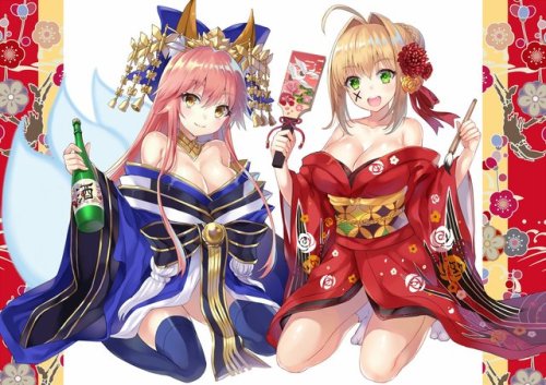 ネロと玉藻でお正月絵です。 pic.twitter.com/zucPgmYYoP— はりもじ (@harimoji) January 2, 2018