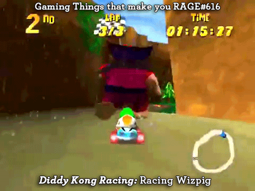 bluedragonkaiser:  tlrledbetter:  gaming-things-that-make-you-rage:  Gaming Things that make you RAGE #616 Diddy Kong Racing: Racing Wizpig submitted by: tmak1312  I have NEVER made it any farther in this game than this race. NEVER.  He’s pretty