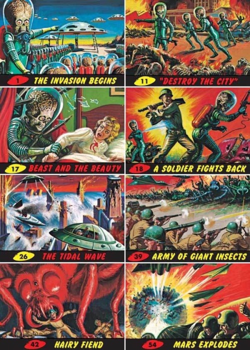 talesfromweirdland:‪MARS ATTACKS bubblegum cards—“space adventure bubble gum” cards, that is. ‬