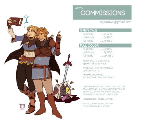 arystocrat:Character Commissions are open! (5 slots)let me draw for you email me at arysdraws@gmai