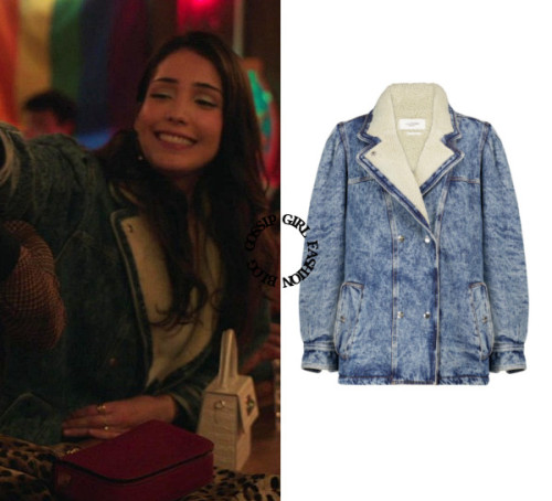 Who: Zión Moreno as Luna LaWhat: Isabel Marant Etoile Lucinda Faux Shearling Denim Jacket - Sold Out