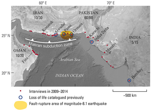 Learning from tsunamiIn 1945 a small tsunami struck the coastlines of what today are Iran, Pakistan,