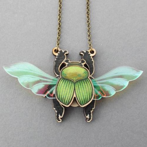 littlealienproducts: Handmade Scarab Necklace by BIRCHpleaseHQ