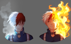 hachidraws: warmed up w Todoroki the other day ❄️🔥 i’m really glad to see him being less at odds w his fire-side now ;;