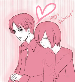pawidajan:  Rivamikaweek Day 6 :: 「Valentine’s Day」 &ldquo;Happy Valentine’s Day Levi Heichou&rdquo; *hugs from his back* &ldquo;You too… Mikasa&quot;  