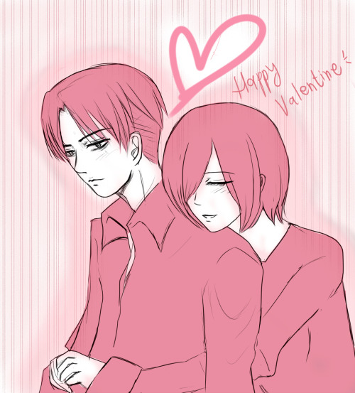 pawidajan:  Rivamikaweek Day 6 :: 「Valentine’s Day」 “Happy Valentine’s Day Levi Heichou” *hugs from his back* “You too… Mikasa"  