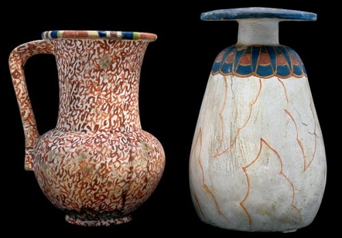 Imitation stone vesselsThese vessels are made of wood or clay and painted to look like stones such a