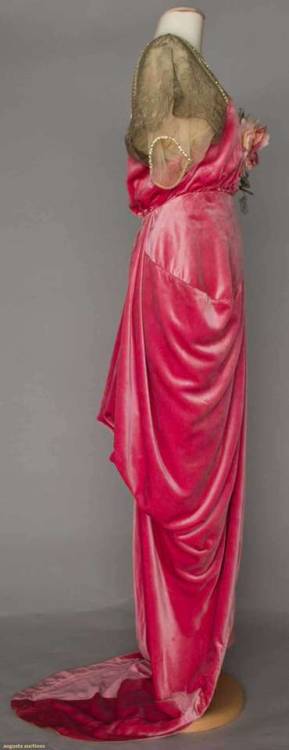 Velvet Hobble Skirt Evening Dress, ca. 1910-14via Augusta Auctions