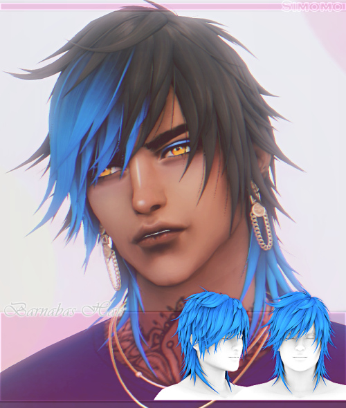 simomo-cc: ~*Barnabas Hair*~200 SwatchesFor Male SimsTeen To ElderColor Overlay In Tattoo CategoryIn