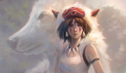 boring-nerd:  *not my creation* Fanart by chaosringen Princess Mononoke! So beautifully detailed :D