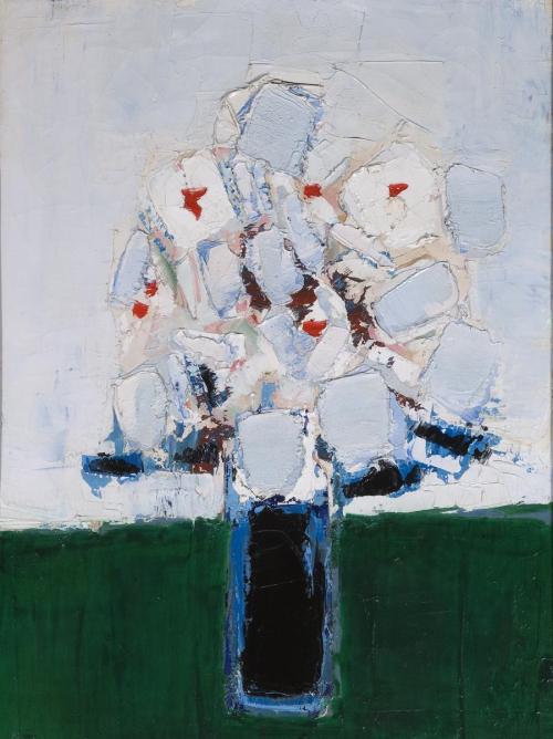 Fleurs dans un Vase Bleu  -   Nicolas de Staël French-Russian  1914-1955