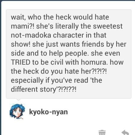 chii-sweets:  My friend tagged a Mami gif with “aka blonde asshole” . I don’t