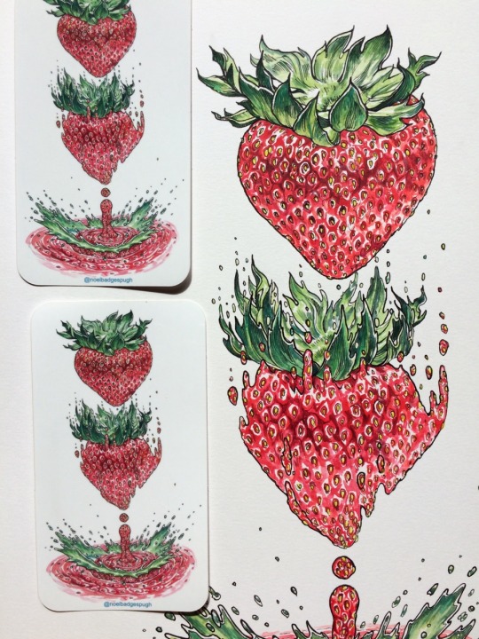 noelbadgespugh: New stickers! Available now. https://noelbadgespugh.bigcartel.com/product/strawberry-sticker 