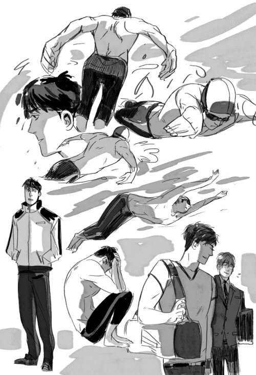 seventypercentethanol:  some studies for a story about twenty something year olds who used to/still swim, but are mostly disappointed with life.