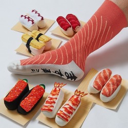 thisblogisnotgovernmentapproved:  masuzushi (trout) and egg sushi socks by TOKYO OTAKU MODE