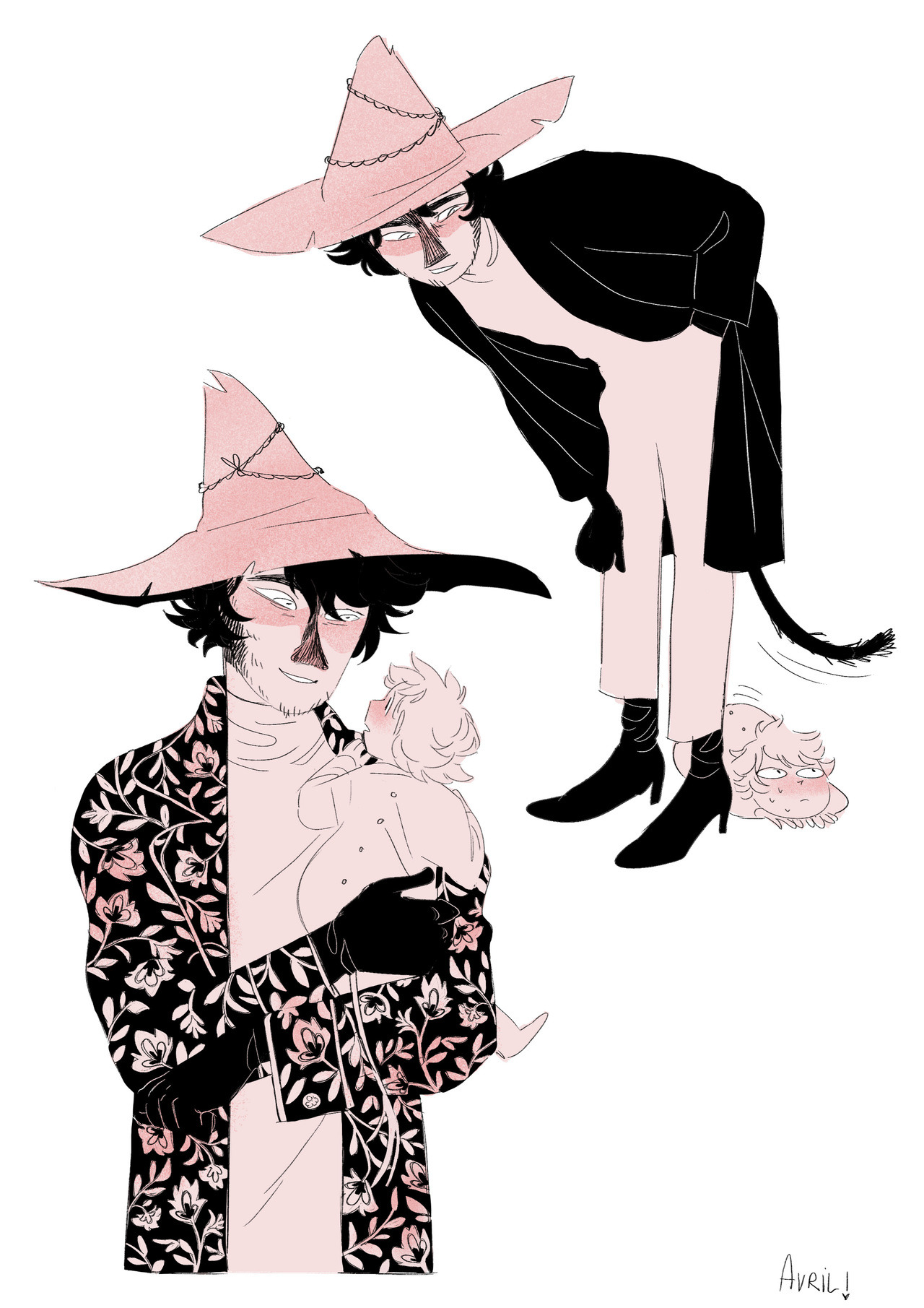 avril-circus:  A few doodles of cat dad &amp; son. Again. Sorry.