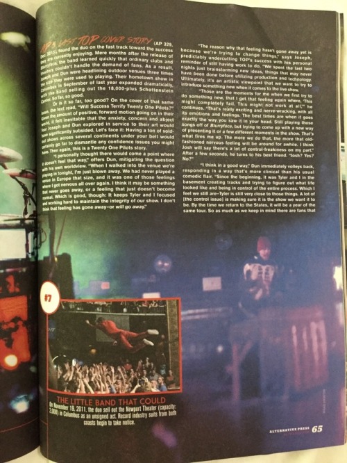 21 Moments that defined Tyler and Josh: article from Alternative press magazine issue 342.2 ((PART 1