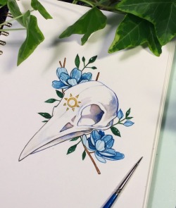 feefal:A bird skull and some flowers 🌸