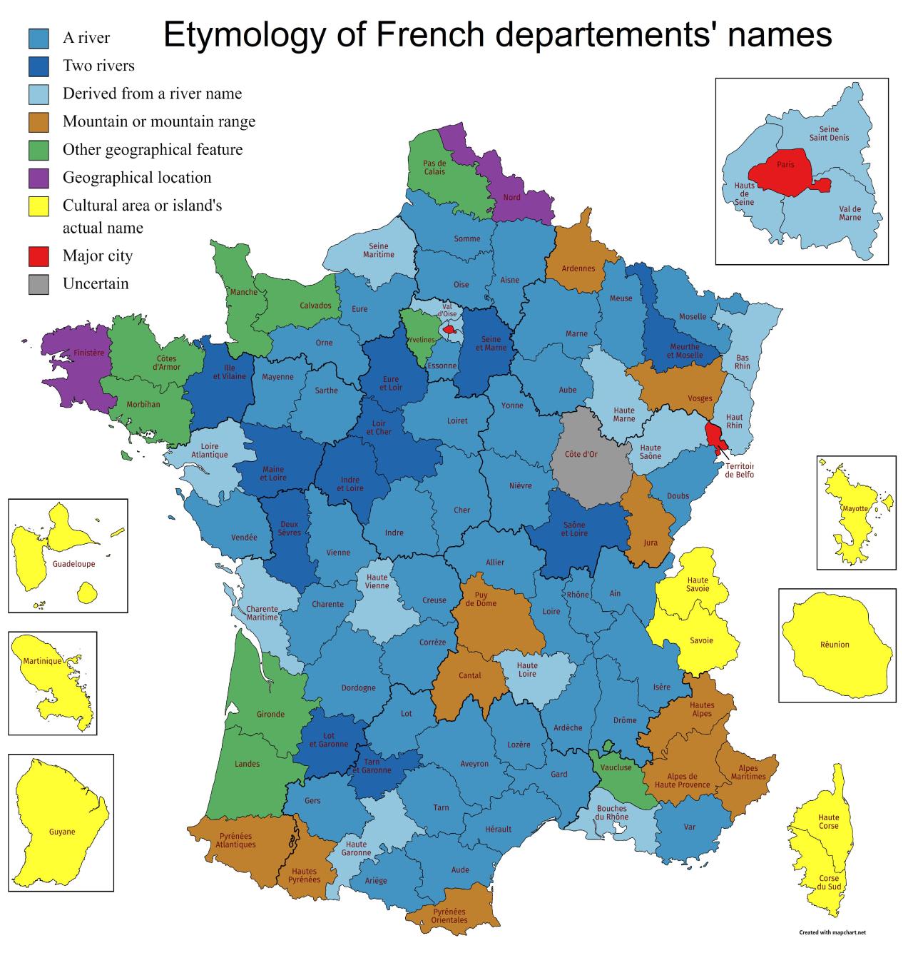 Etymology of French departments’ names. - Maps on the Web